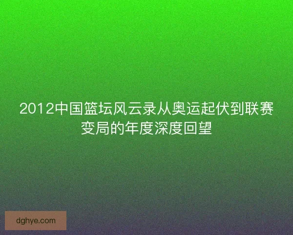 2012中国篮坛风云录从奥运起伏到联赛变局的年度深度回望