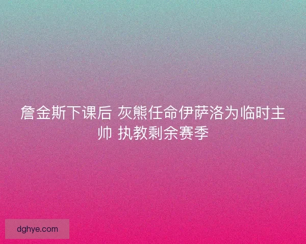 詹金斯下课后 灰熊任命伊萨洛为临时主帅 执教剩余赛季