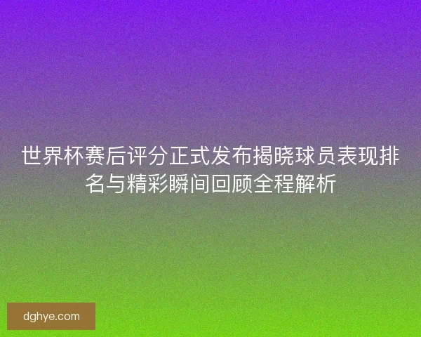 世界杯赛后评分正式发布揭晓球员表现排名与精彩瞬间回顾全程解析